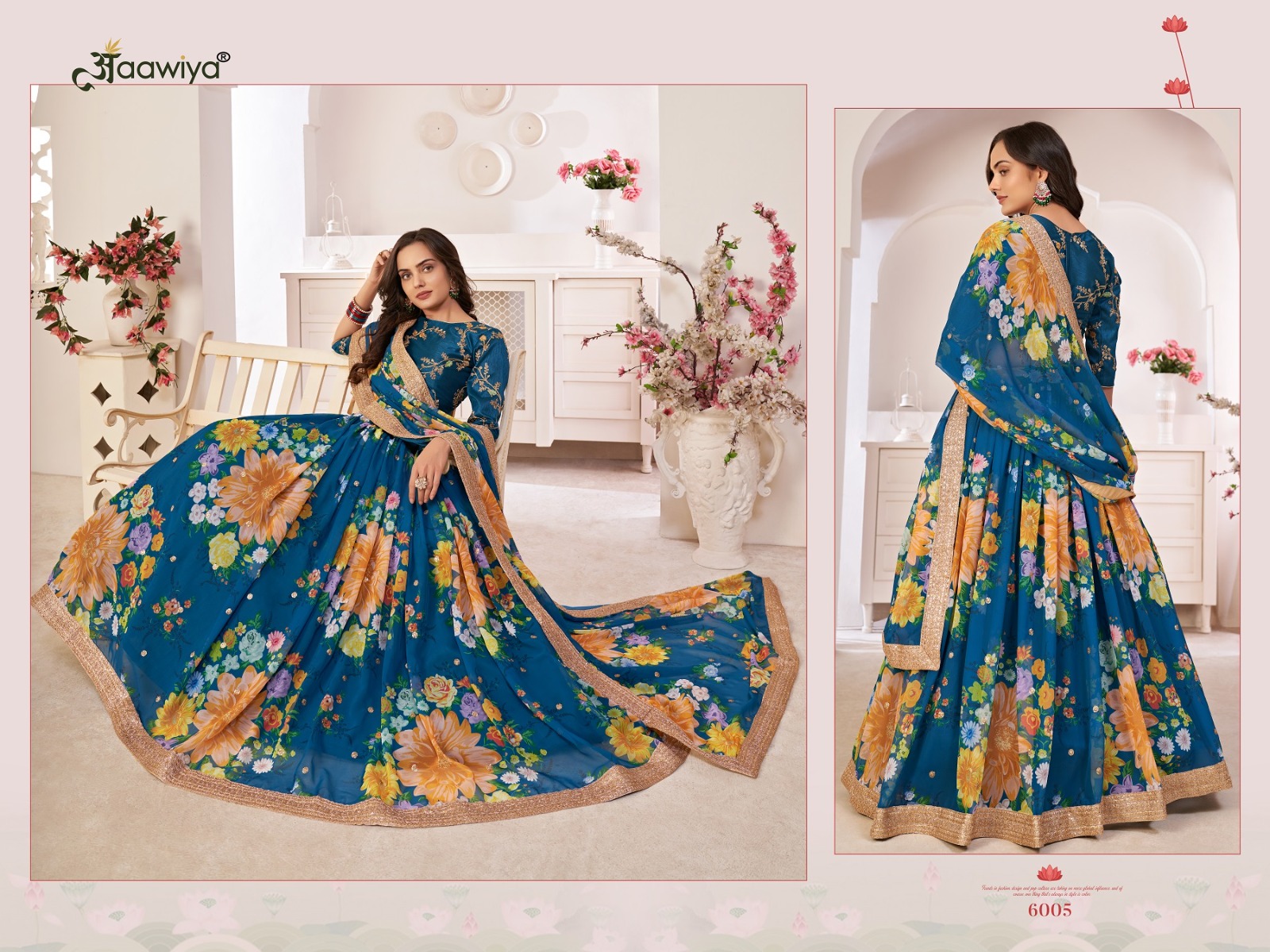 aawiya offcial lotus vol 1 Rama Blue Georgette innovative look lehngha single