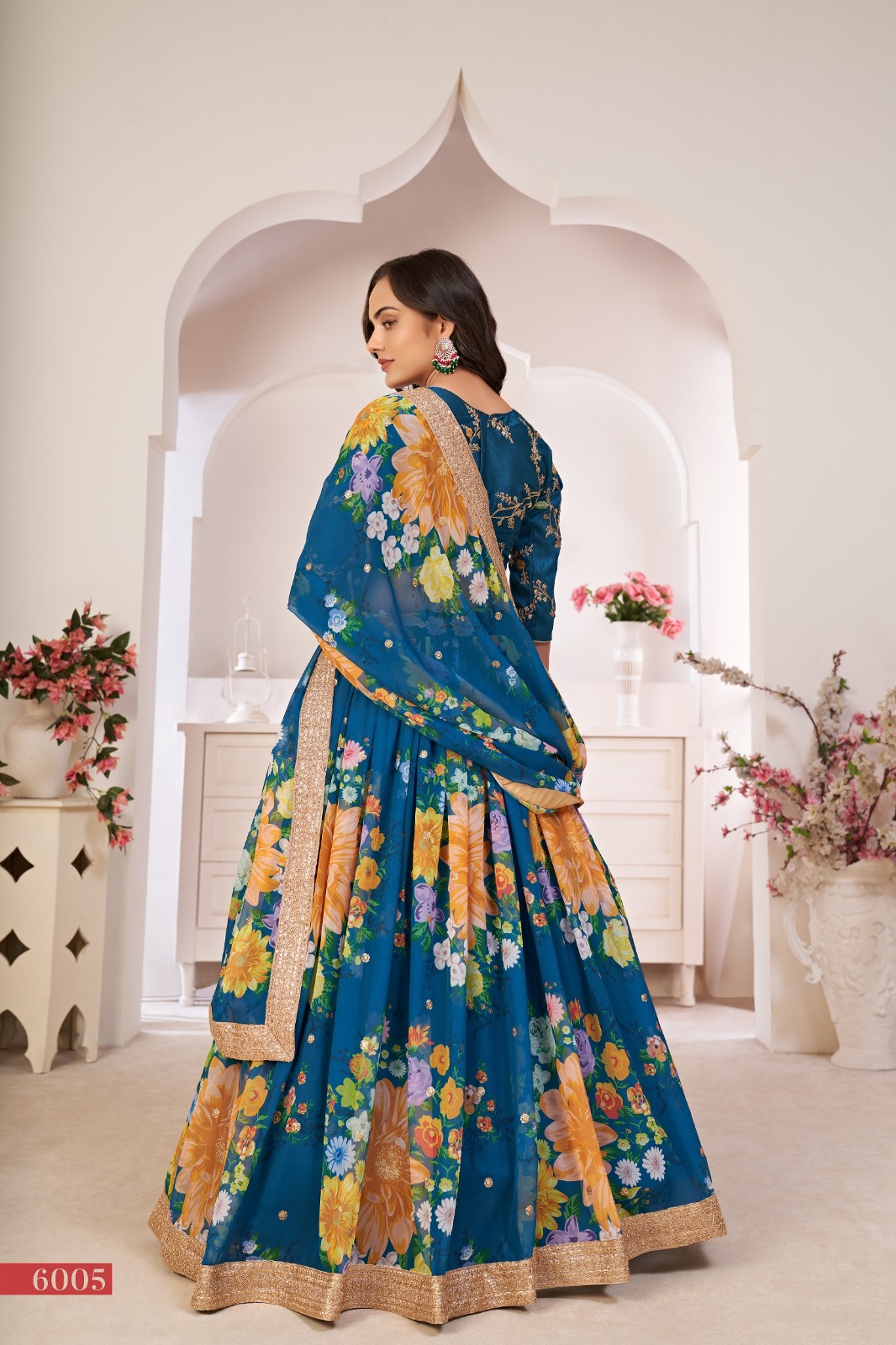 aawiya offcial lotus vol 1 Rama Blue Georgette innovative look lehngha single