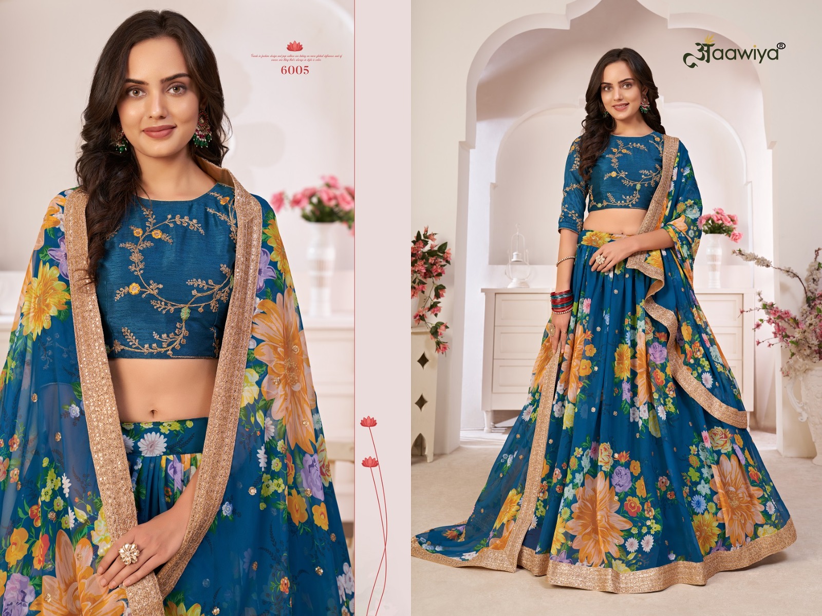 aawiya offcial lotus vol 1 Rama Blue Georgette innovative look lehngha single