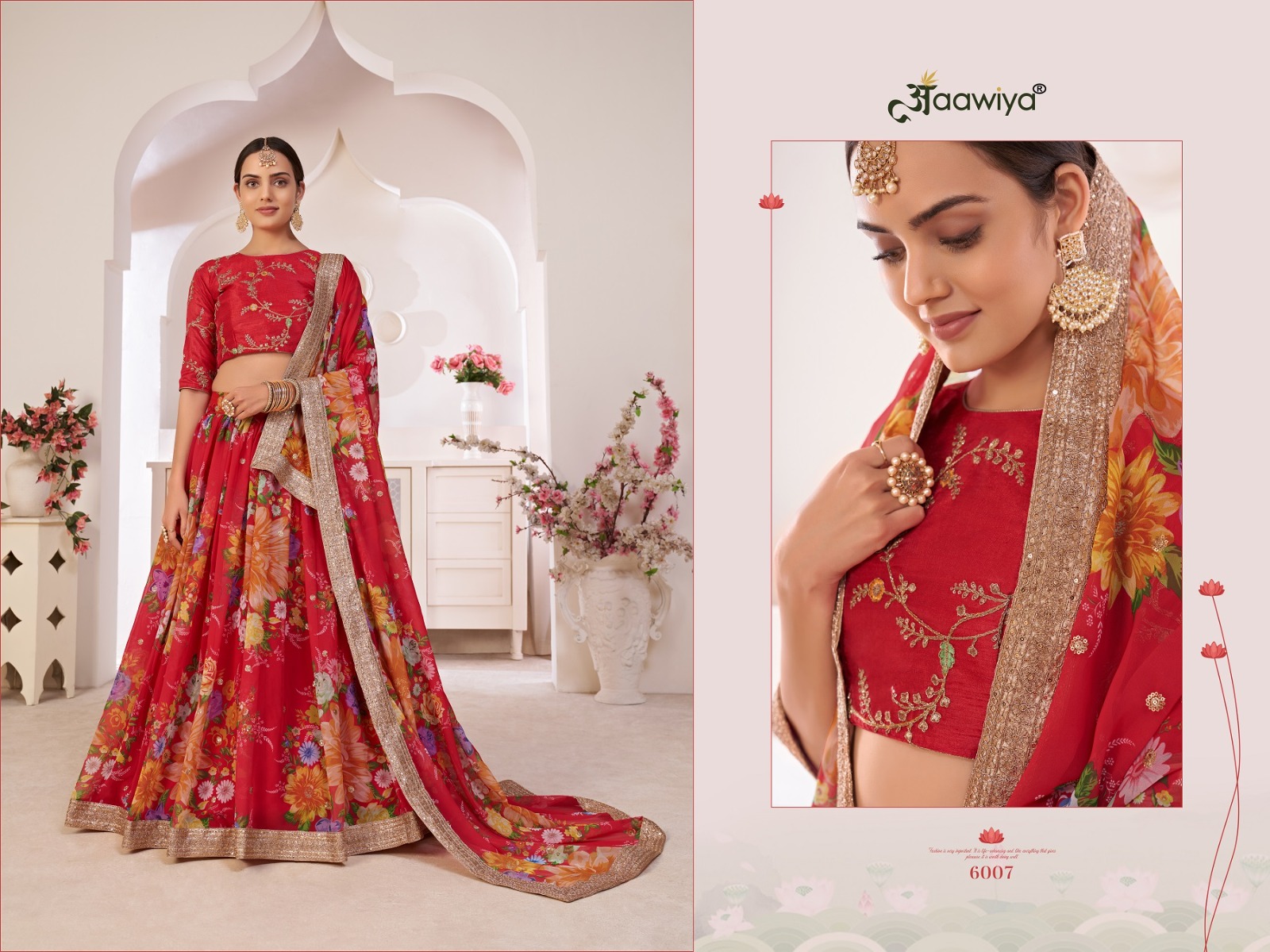 aawiya offcial lotus vol 1 red Georgette innovative look lehngha single