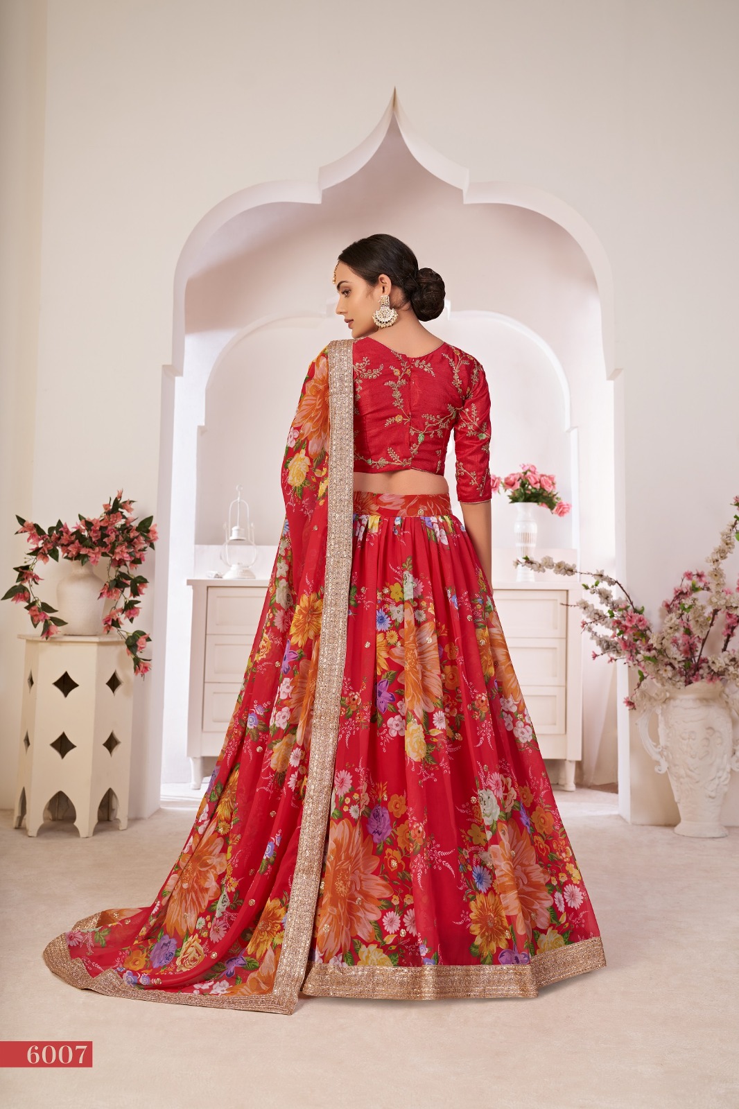 aawiya offcial lotus vol 1 red Georgette innovative look lehngha single