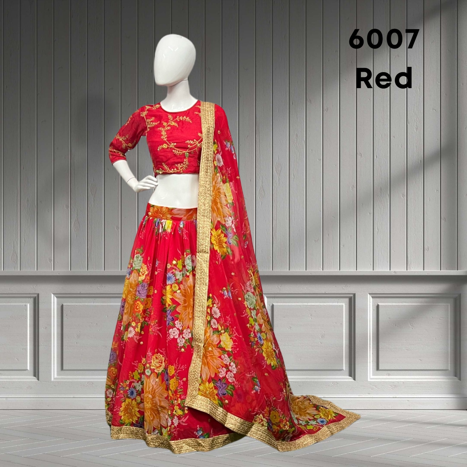 aawiya offcial lotus vol 1 red Georgette innovative look lehngha single