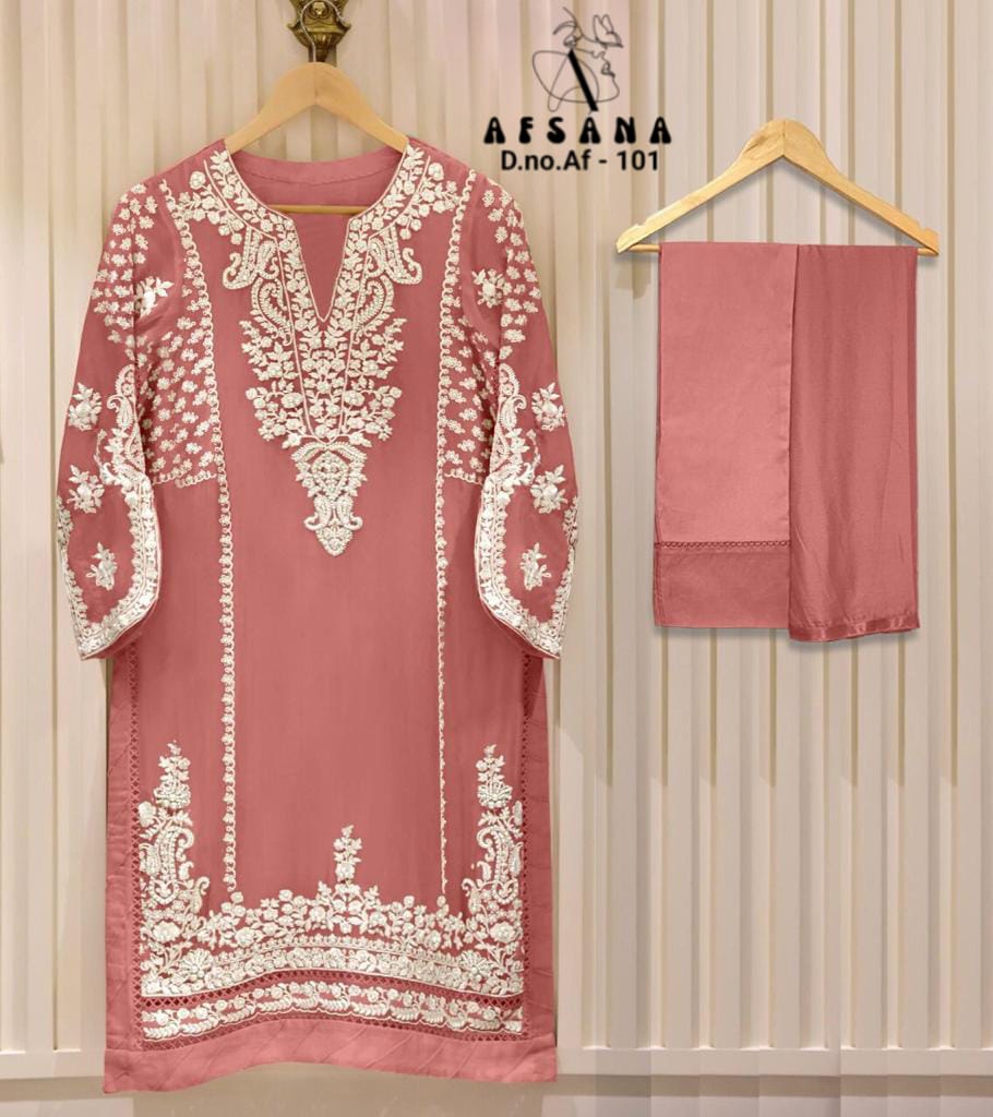 afsana afsana d no af 101 georgette attractive look top bottom with dupatta catalog