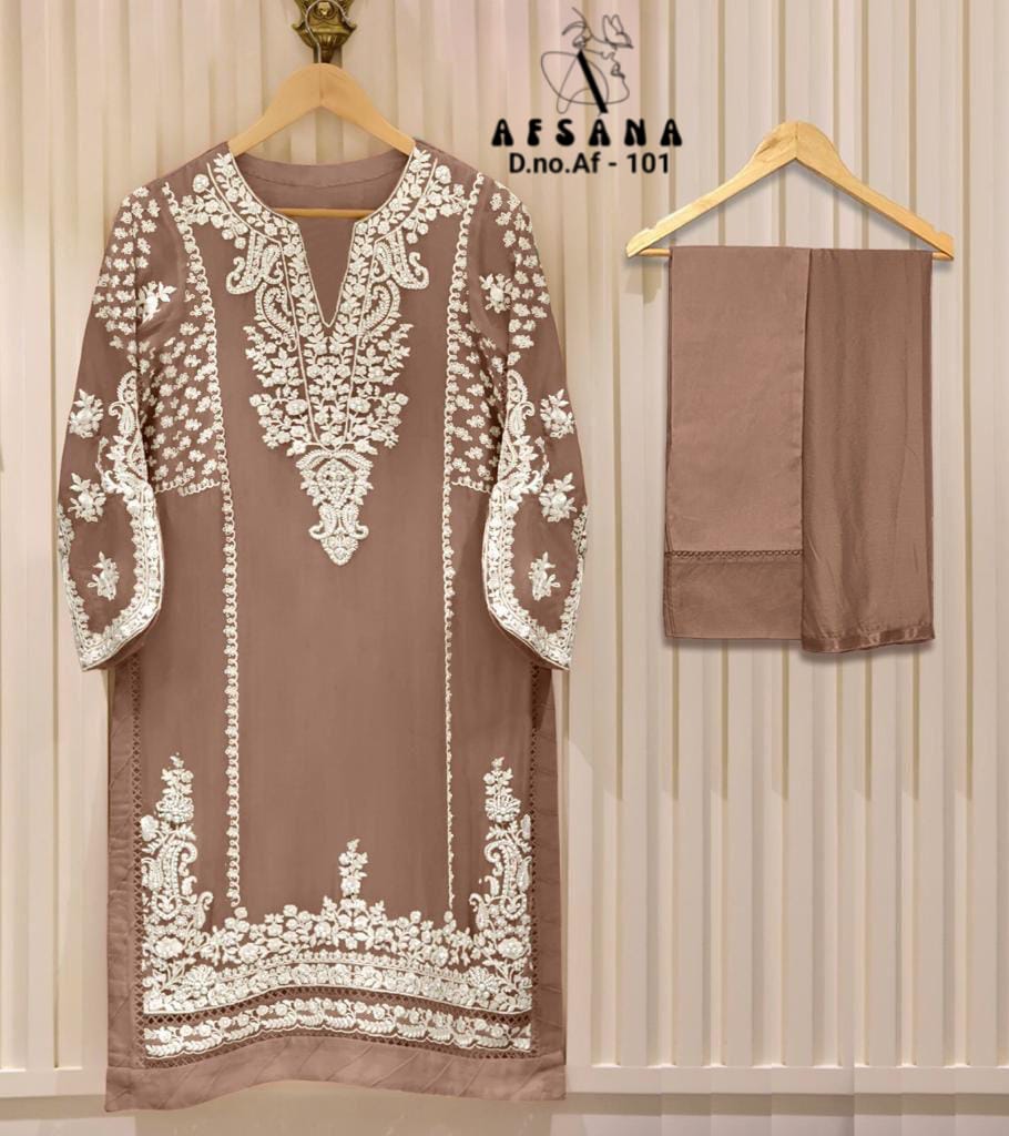 afsana afsana d no af 101 georgette attractive look top bottom with dupatta catalog