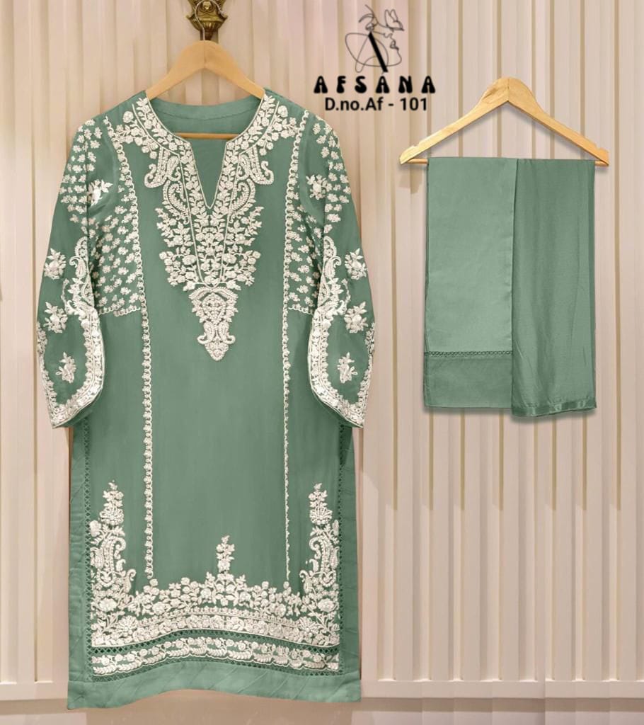 afsana afsana d no af 101 georgette attractive look top bottom with dupatta catalog