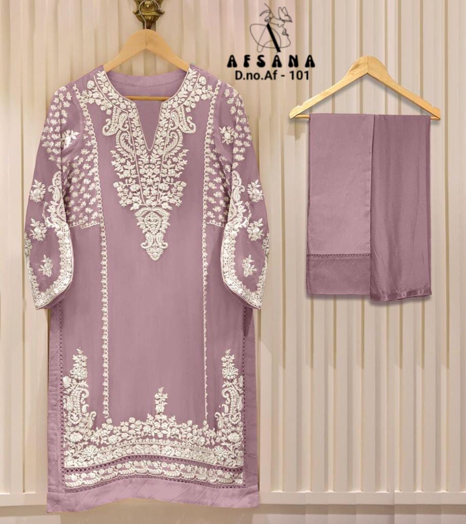 afsana afsana d no af 101 georgette attractive look top bottom with dupatta catalog