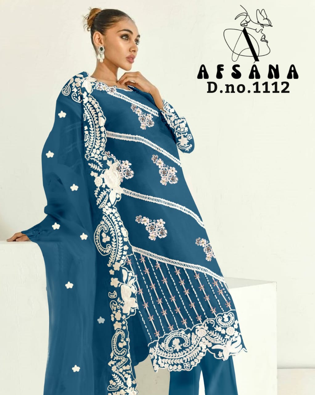 afsana afsana d no af 1112 georgette attractive look top bottom with dupatta size set