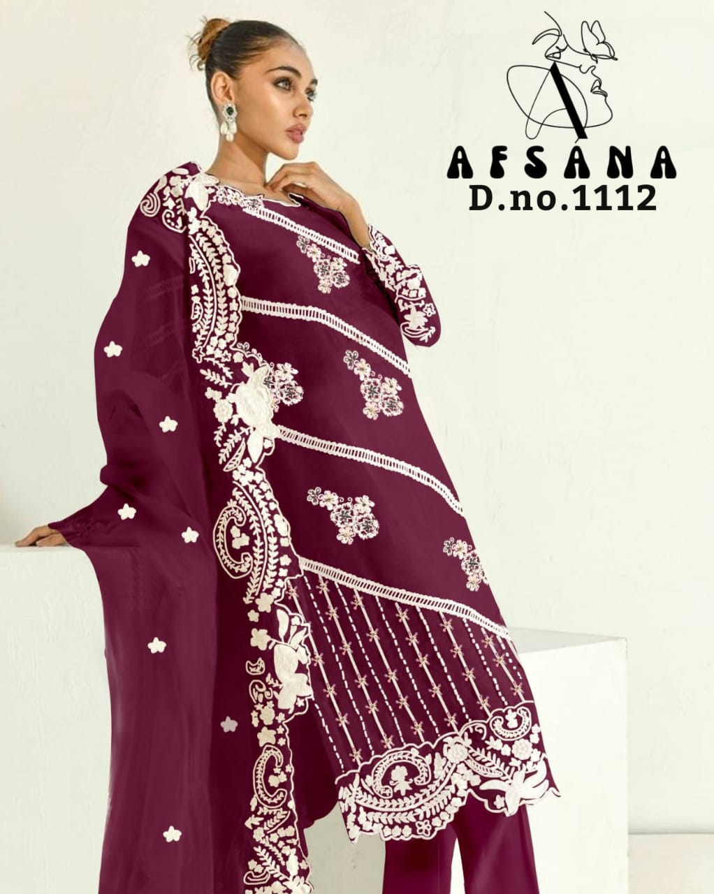 afsana afsana d no af 1112 georgette attractive look top bottom with dupatta size set