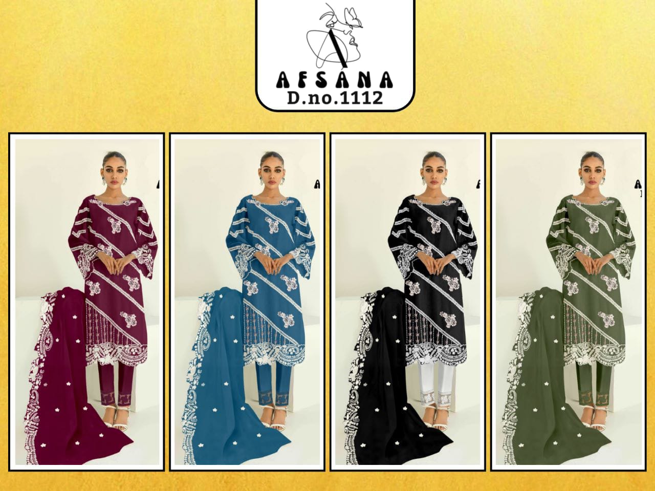 afsana afsana d no af 1112 georgette attractive look top bottom with dupatta size set