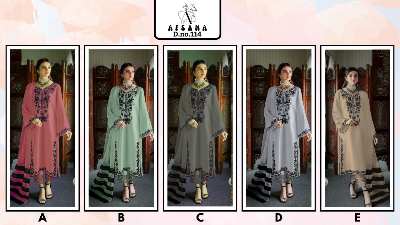 afsana afsana d no af 114 georgette regal look top bottom with dupatta catalog