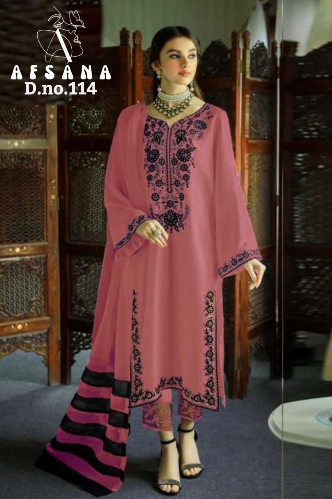 afsana afsana d no af 114 georgette regal look top bottom with dupatta catalog