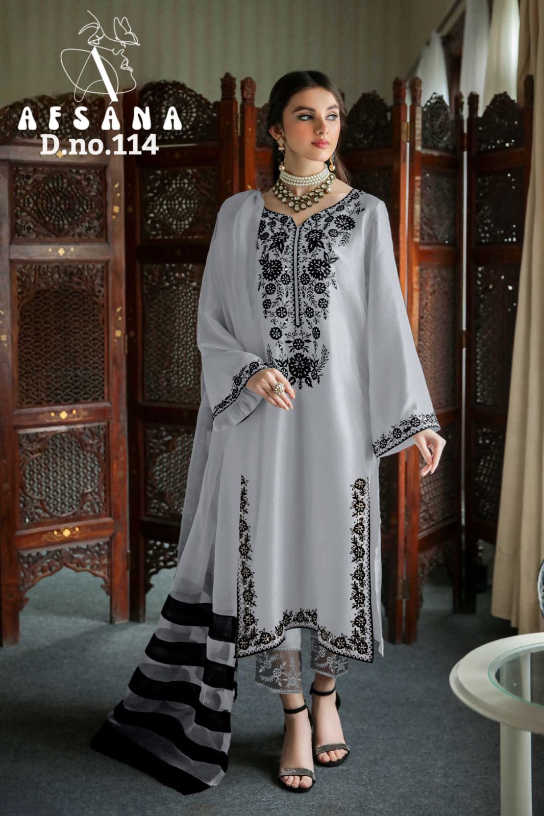 afsana afsana d no af 114 georgette regal look top bottom with dupatta catalog