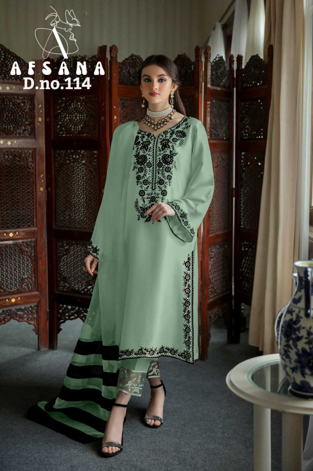 afsana afsana d no af 114 georgette regal look top bottom with dupatta catalog