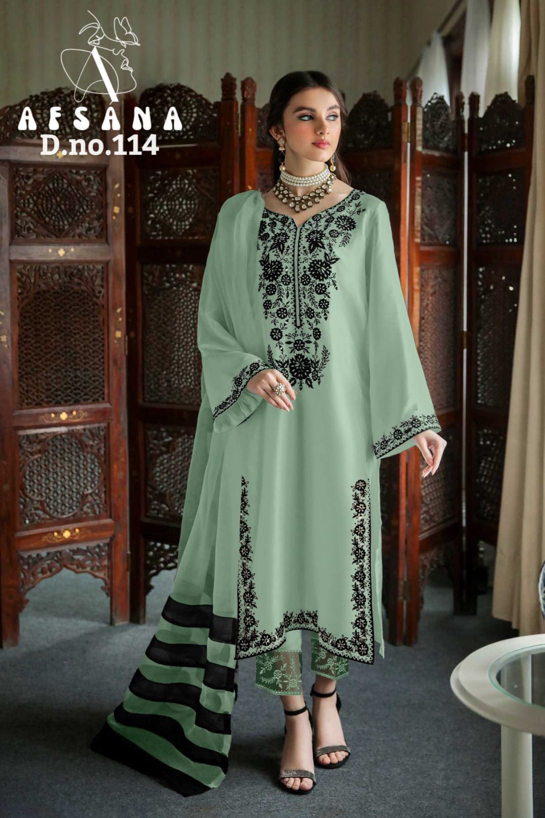 afsana afsana d no af 114 georgette regal look top bottom with dupatta catalog