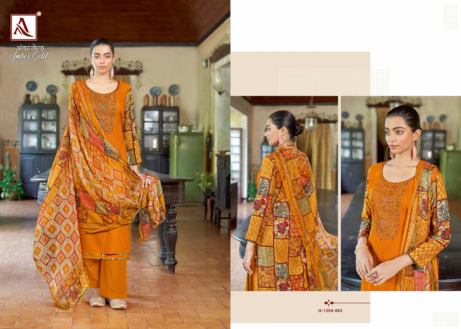 alok suit amber gold viscose elegant salwar suit catalog