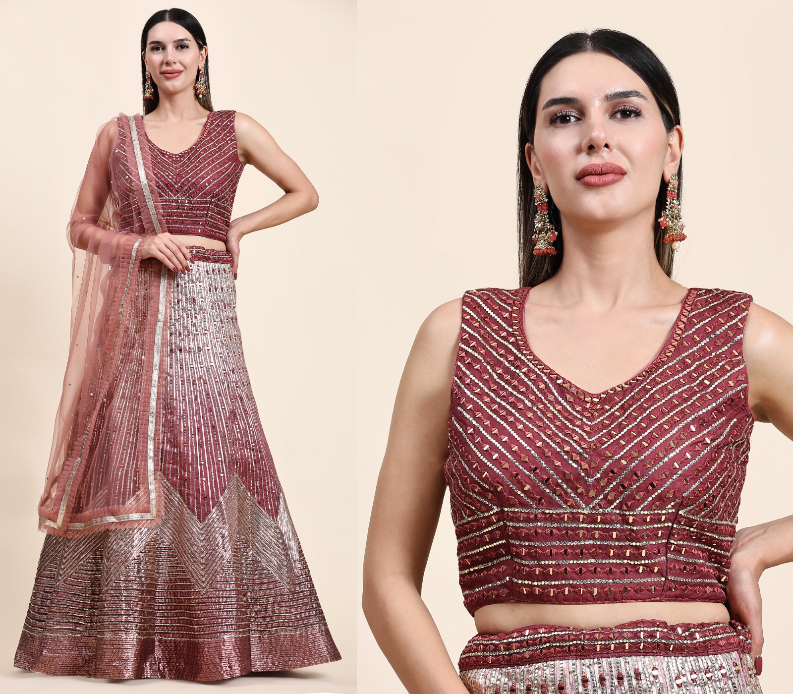 amoha trendz d no c 2040 organza decent look lehenga blouse with dupatta crop top catalog