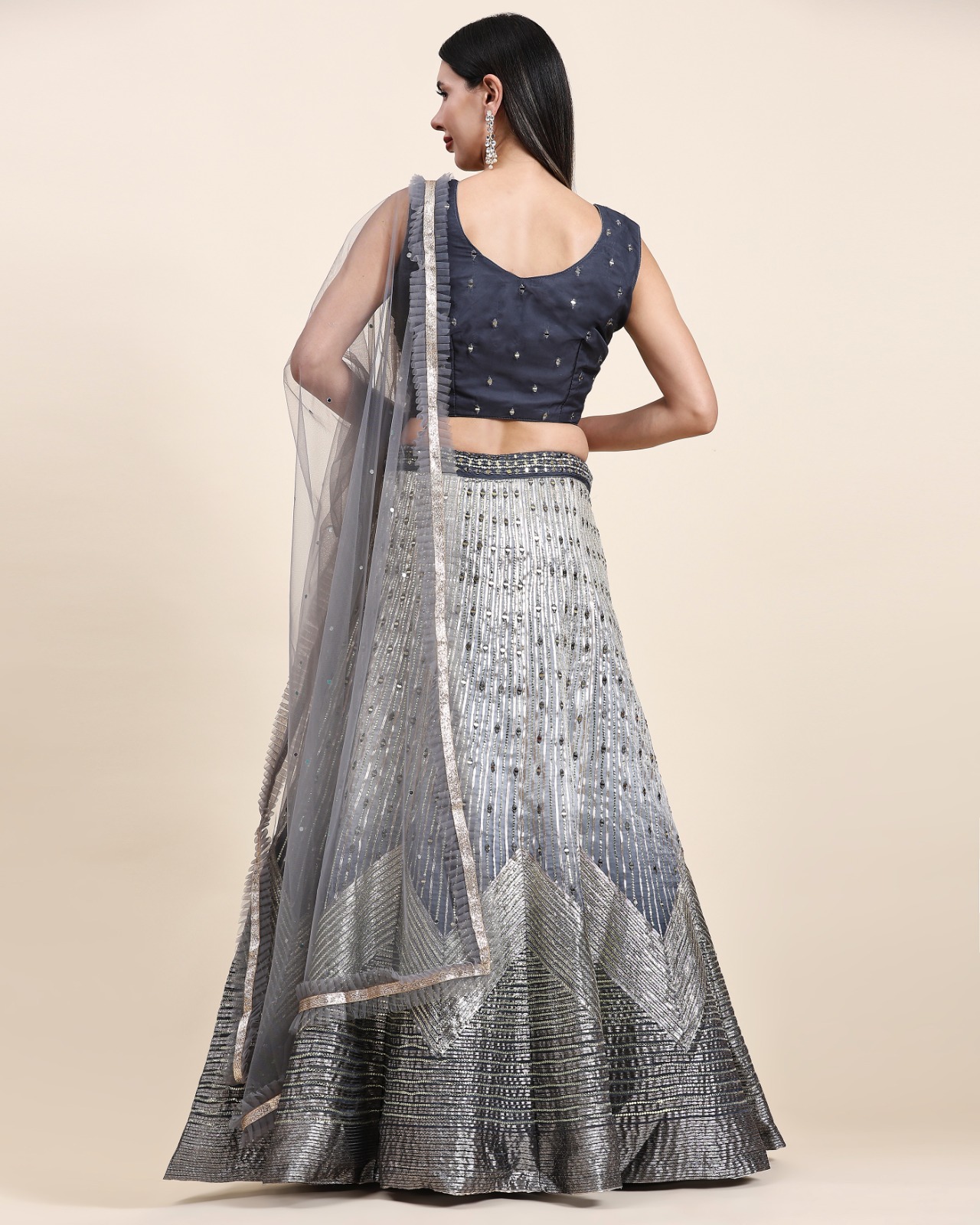 amoha trendz d no c 2040 organza decent look lehenga blouse with dupatta crop top catalog