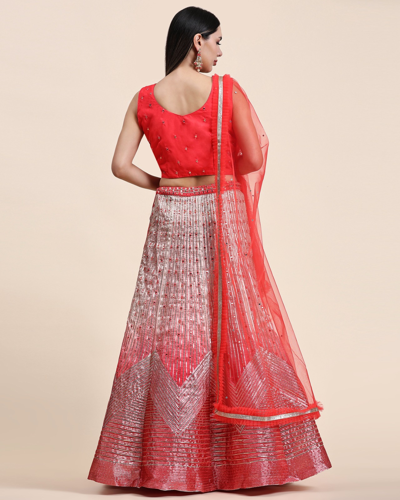 amoha trendz d no c 2040 organza decent look lehenga blouse with dupatta crop top catalog