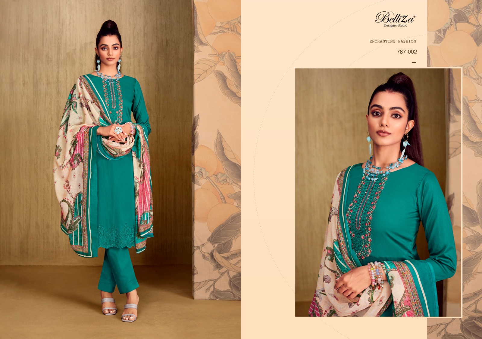 belliza designer studio mughal garden jam attractive look salwar suit catalog