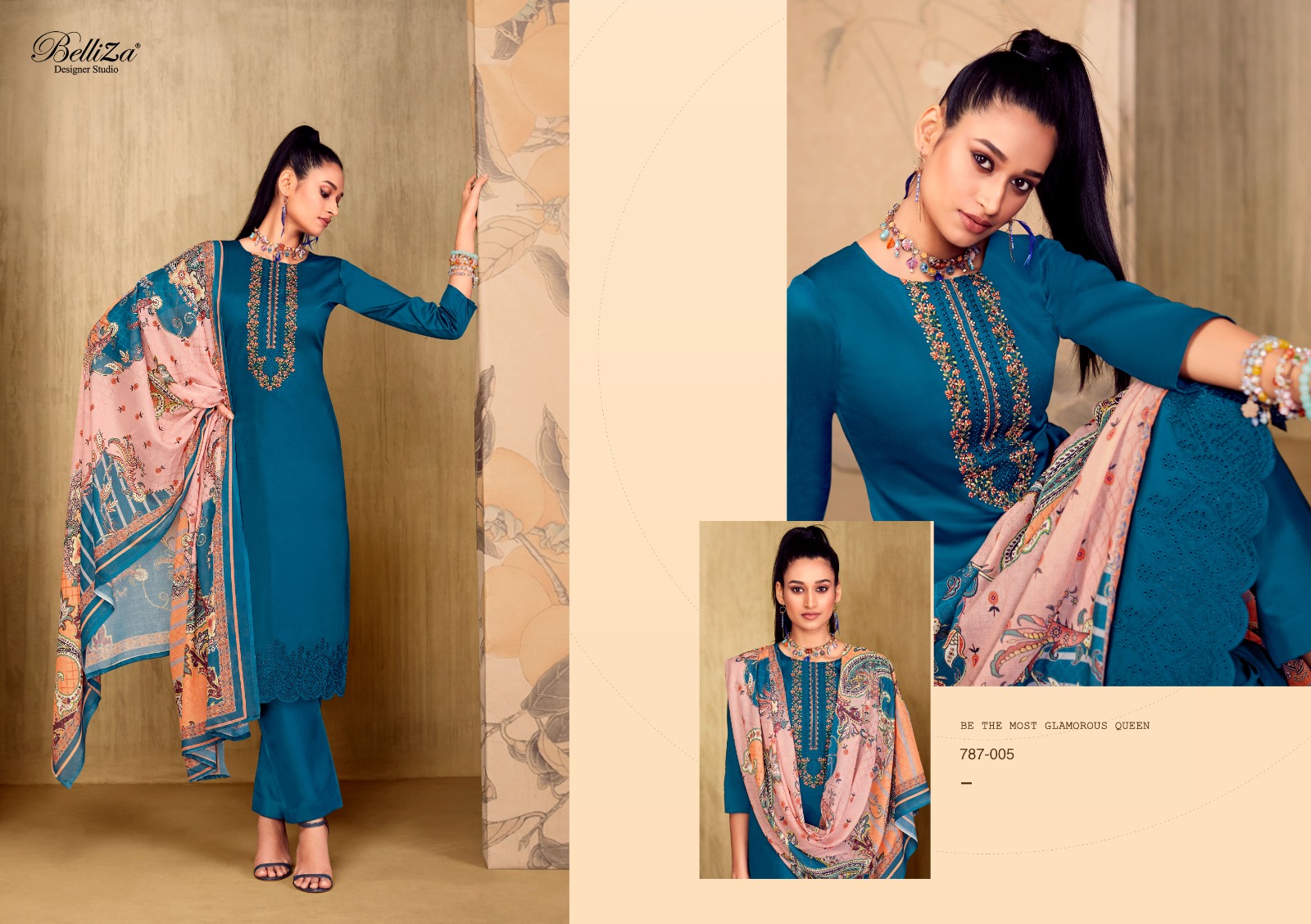 belliza designer studio mughal garden jam attractive look salwar suit catalog