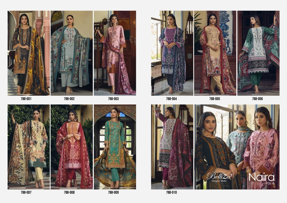 belliza designer studio Naira Vol 8 cotton exclusive print salwar suit catalog
