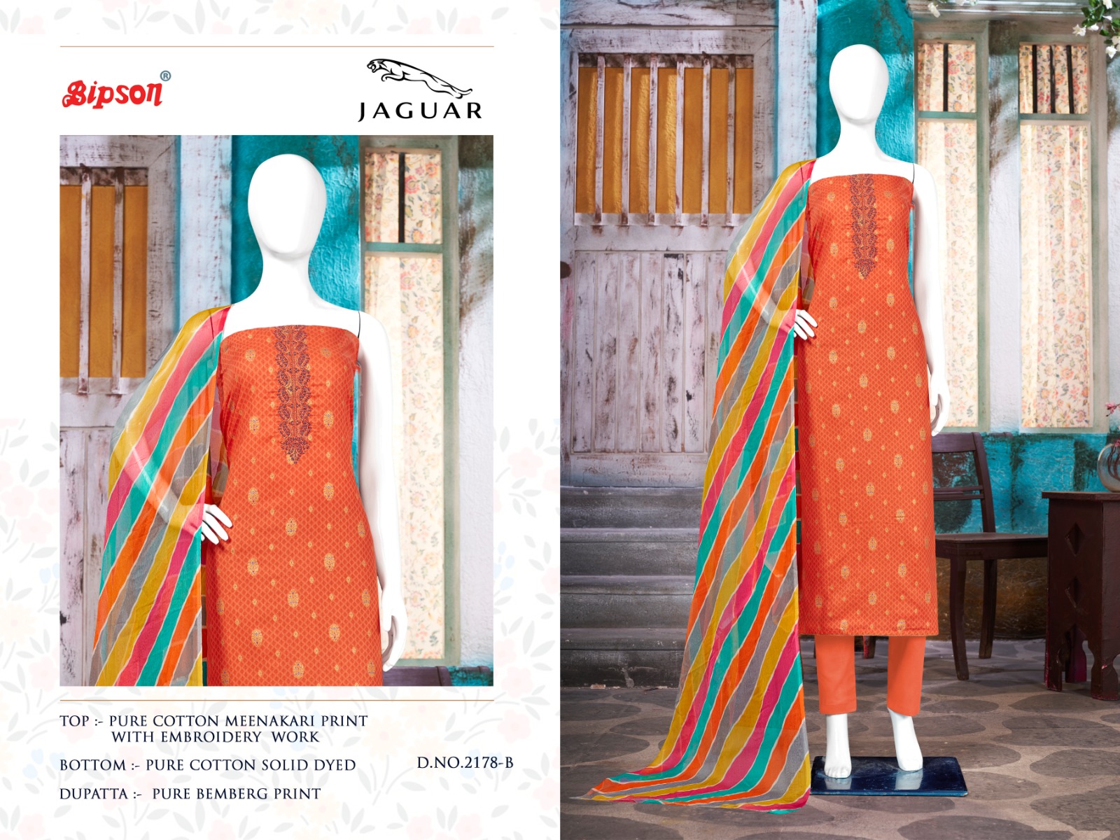 bipson jaguar 2178 cotton gorgeous look salwar suit catalog