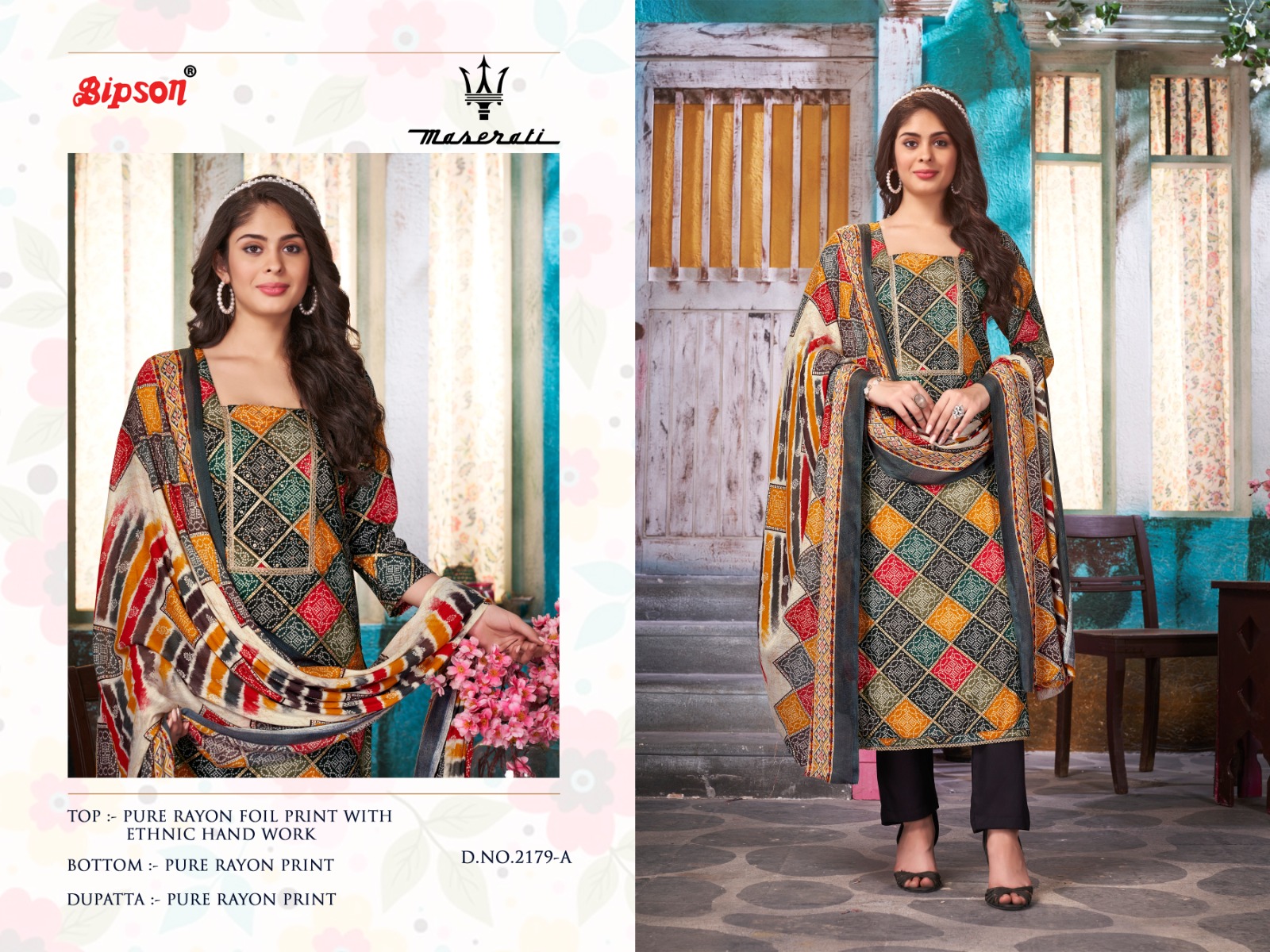 bipson Maserati 2179 rayon regal look salwar suit catalog