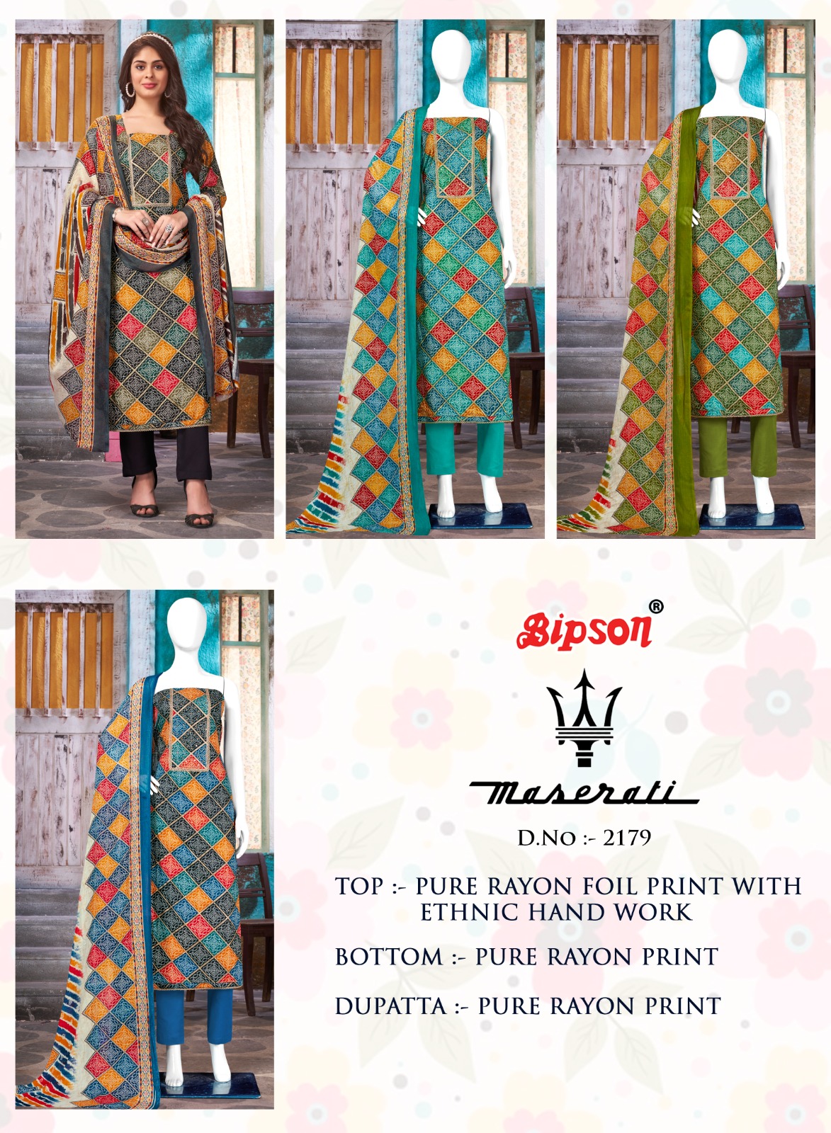 bipson Maserati 2179 rayon regal look salwar suit catalog