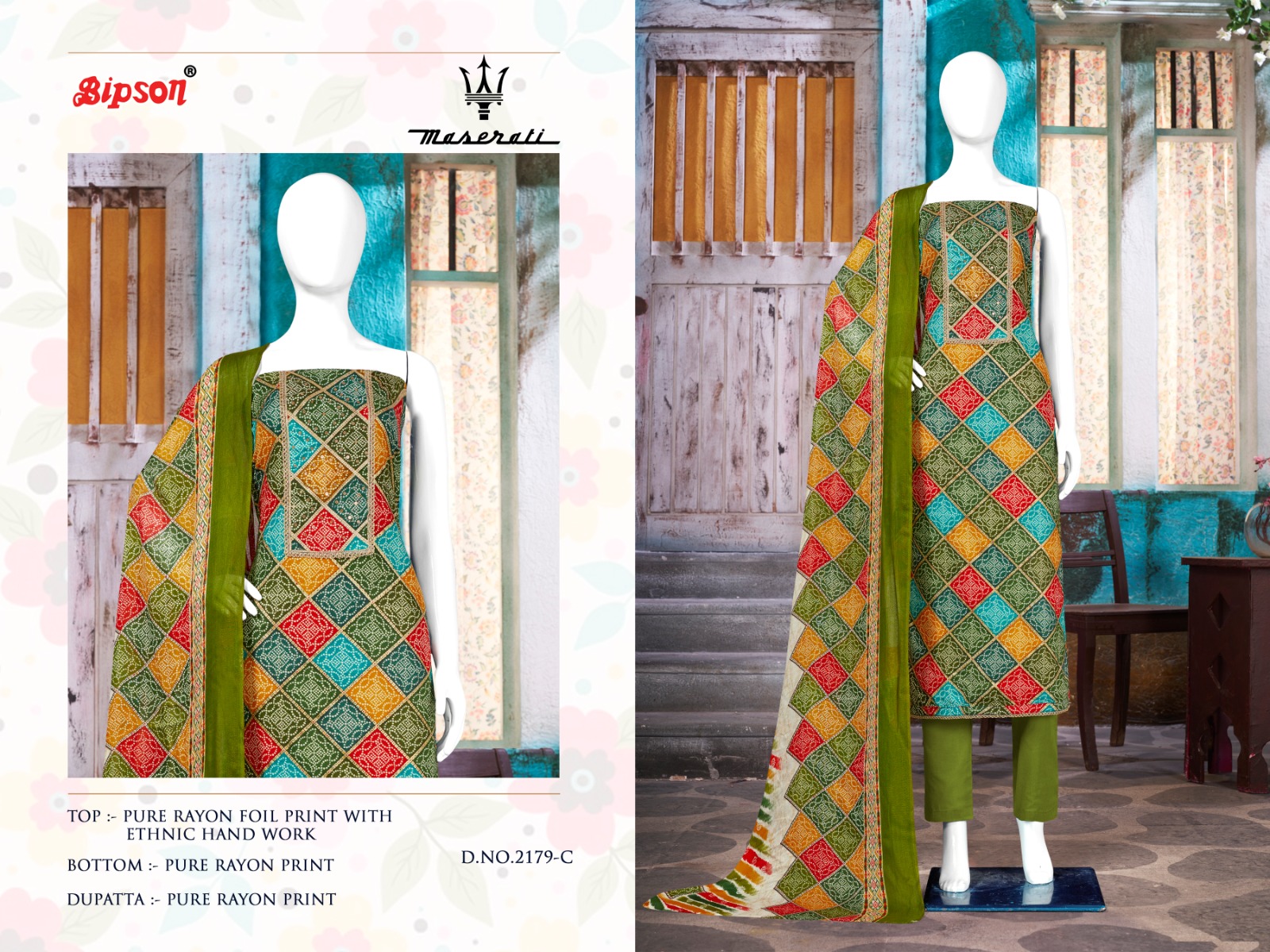 bipson Maserati 2179 rayon regal look salwar suit catalog