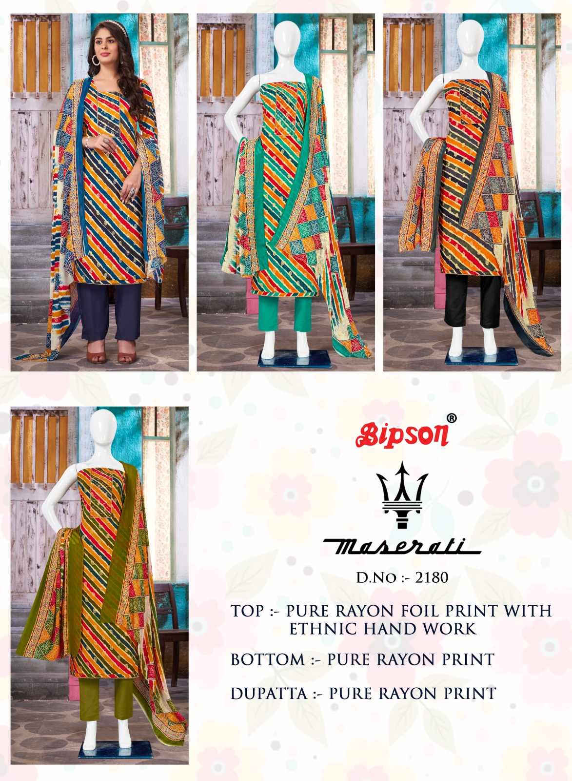 bipson Maserati 2180 rayon elegant look salwar suit catalog