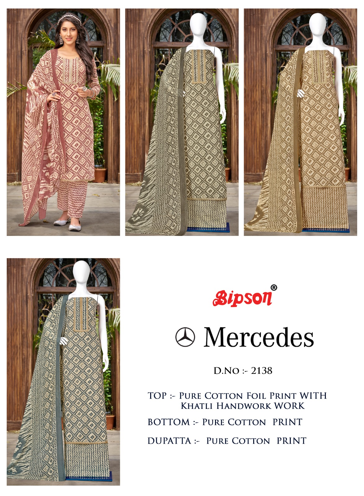 bipson mercedes 2138 cotton attractive look salwar suit catalog