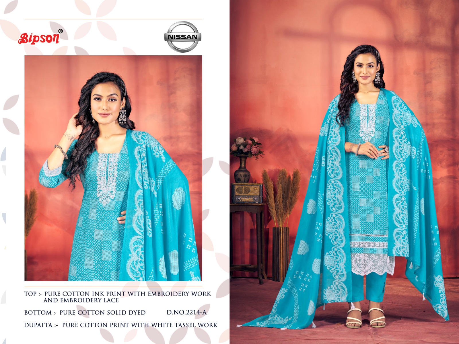 bipson nissan 2214 cotton exclusive print salwar suit catalog