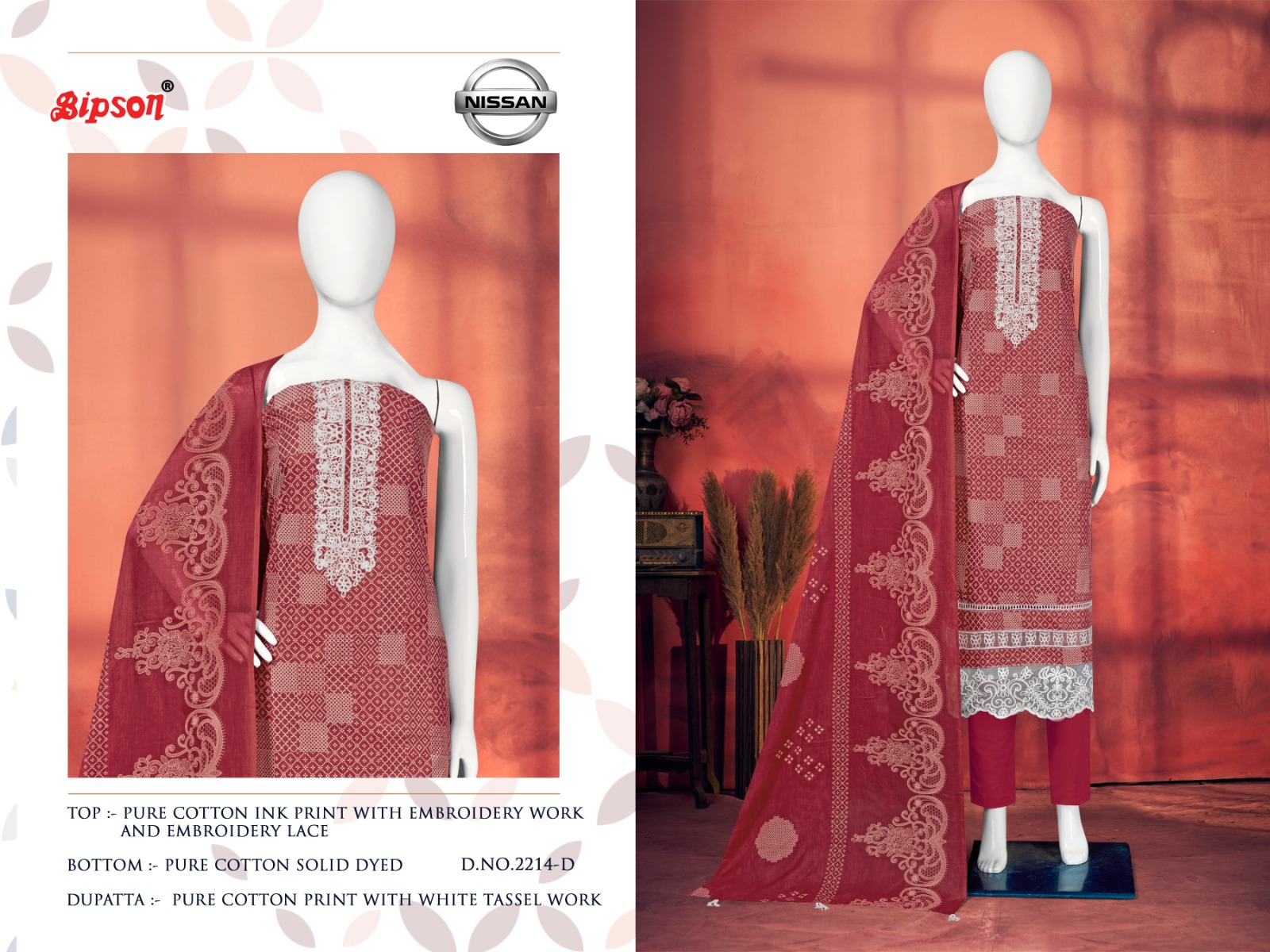 bipson nissan 2214 cotton exclusive print salwar suit catalog