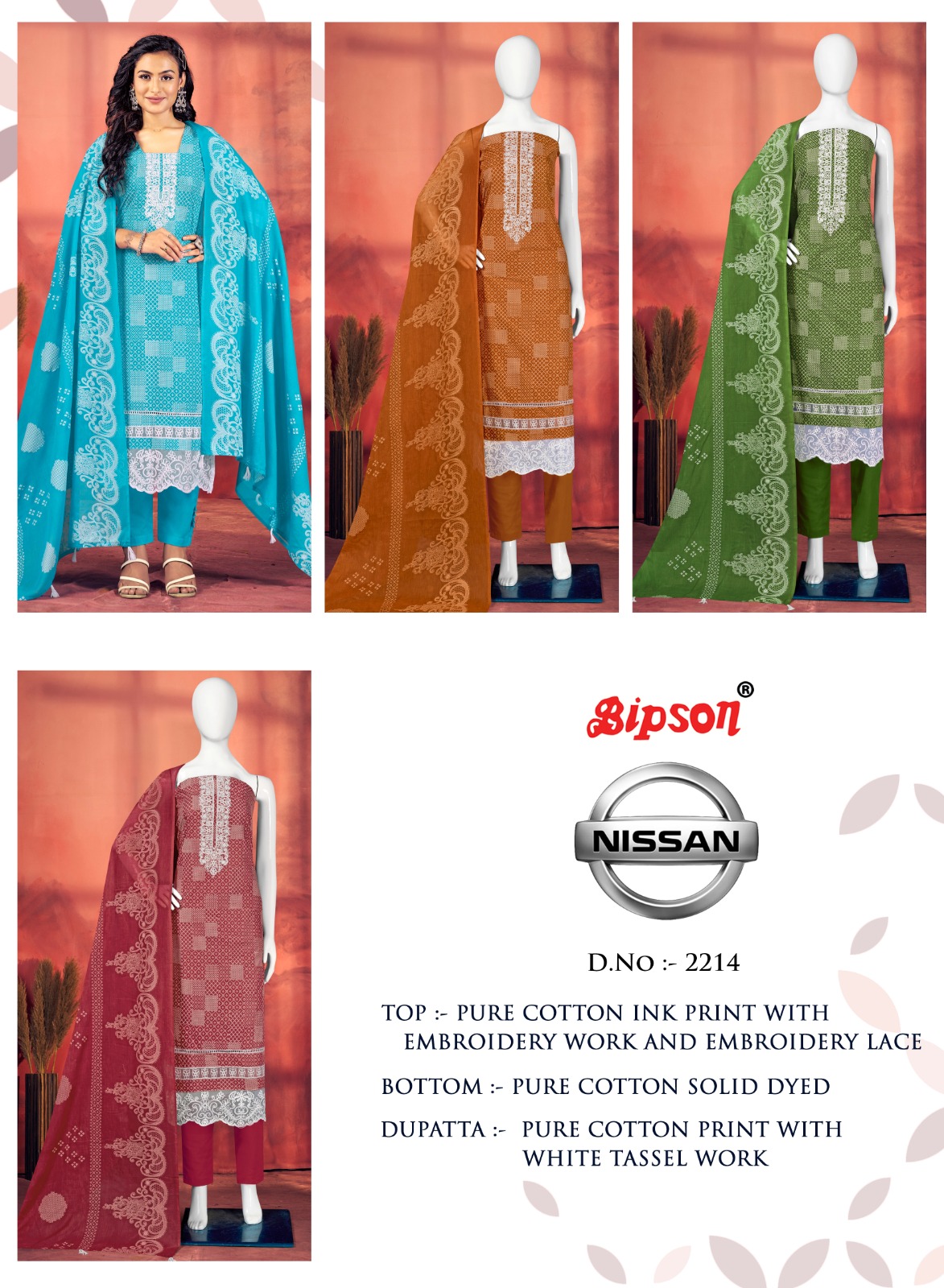 bipson nissan 2214 cotton exclusive print salwar suit catalog