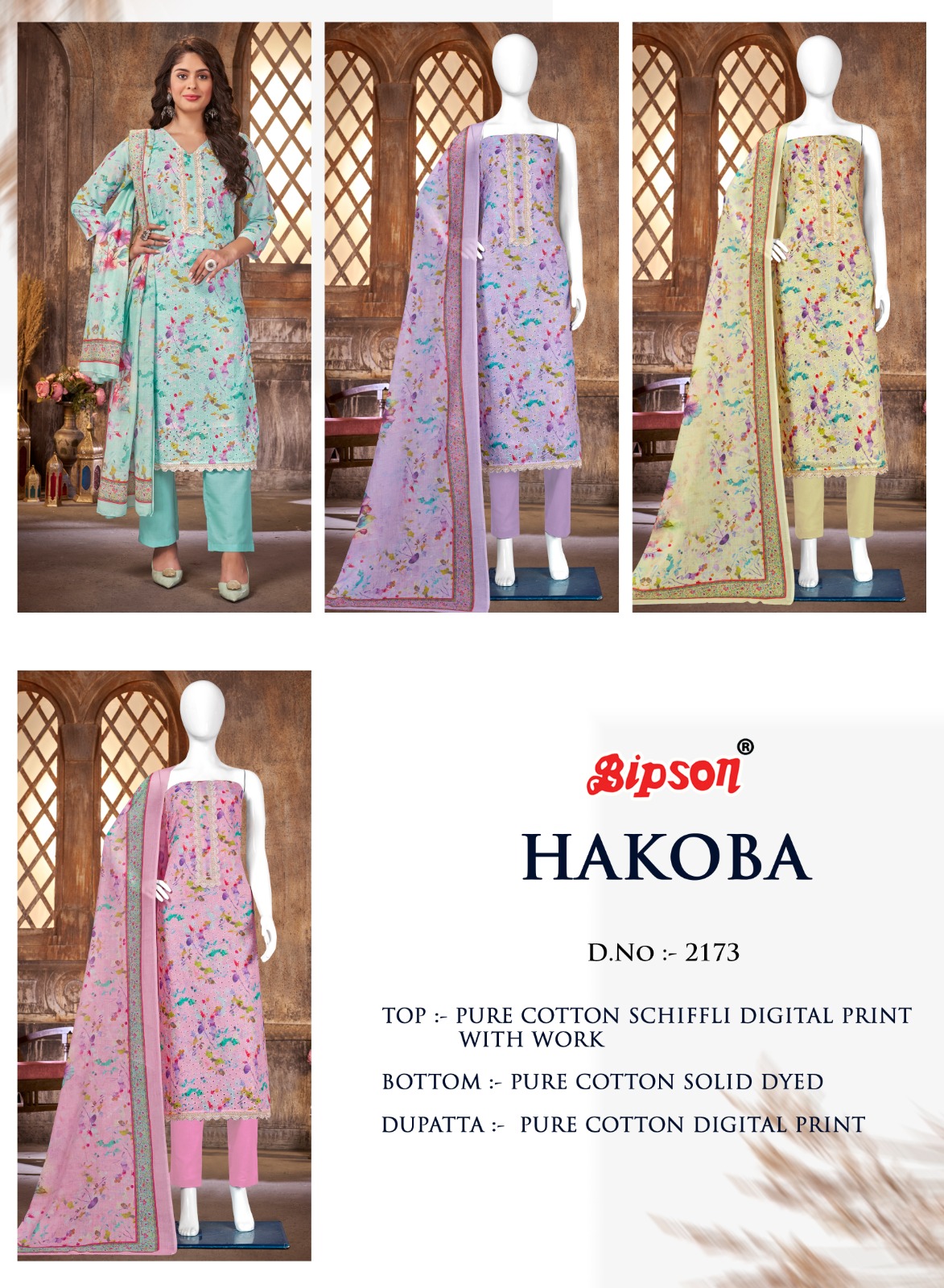 bipson prints hakoba 2173 cotton  elegant salwar suit catalog