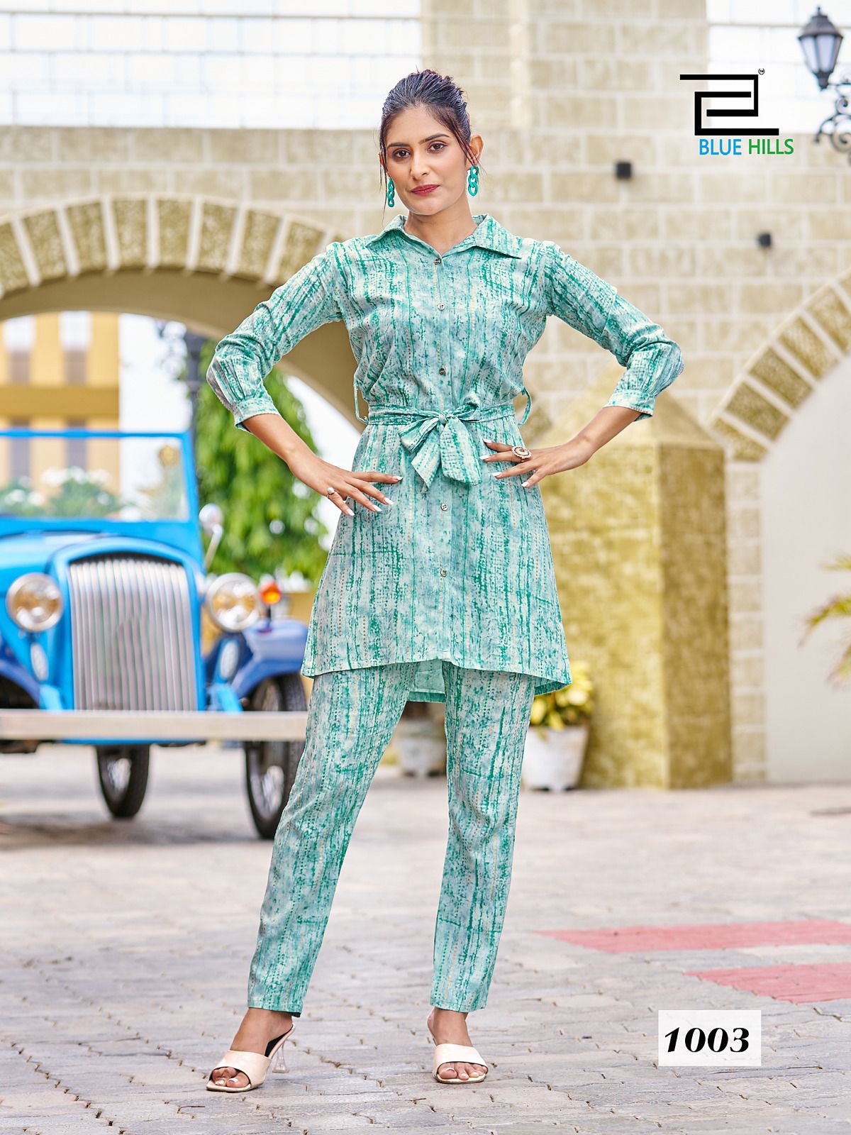 blue hiils pretty girl rayon stylish look Co ord set catalog