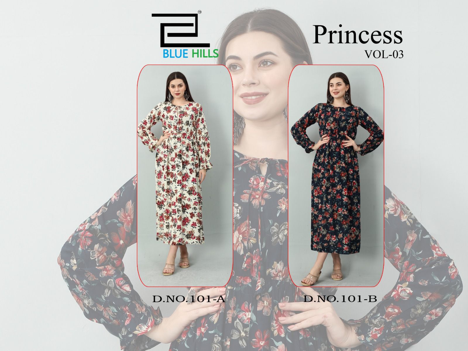 blue hills princess vol 3 rayon decent look kurti catalog