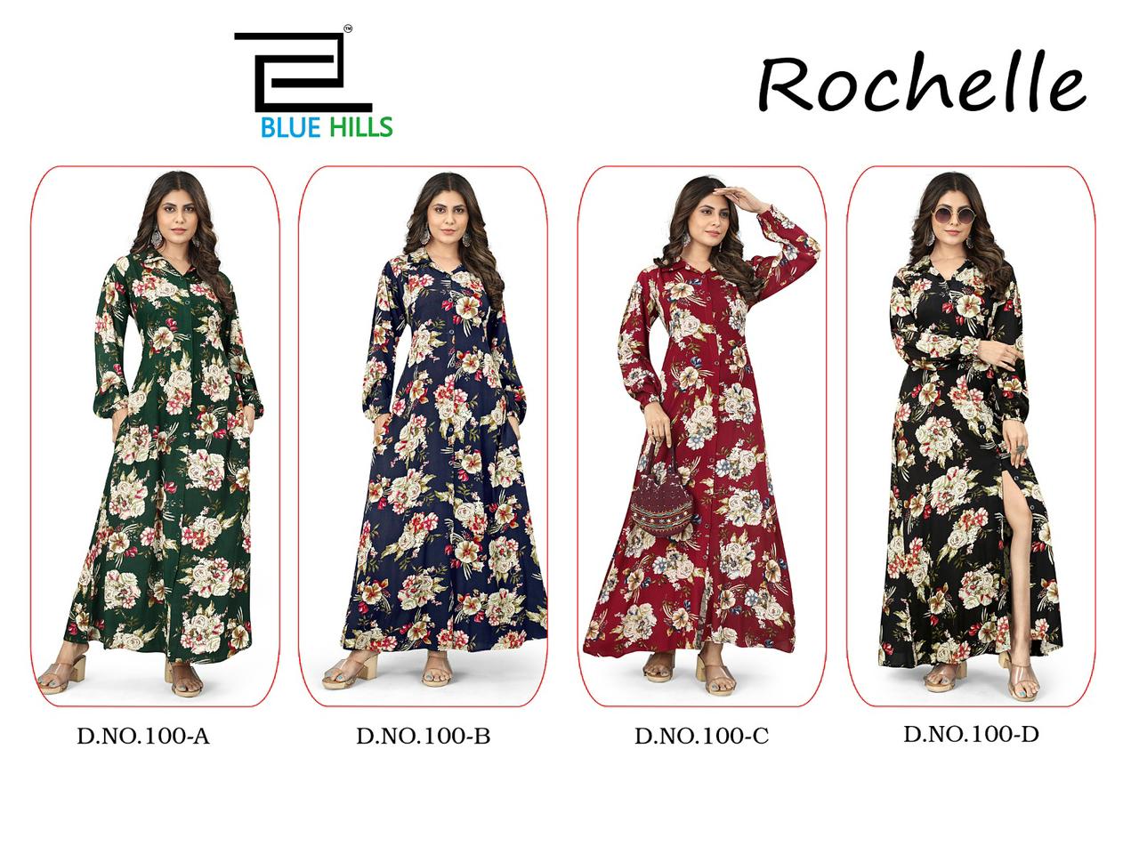 blue hills rochelle rayon stylish look kurti catalog