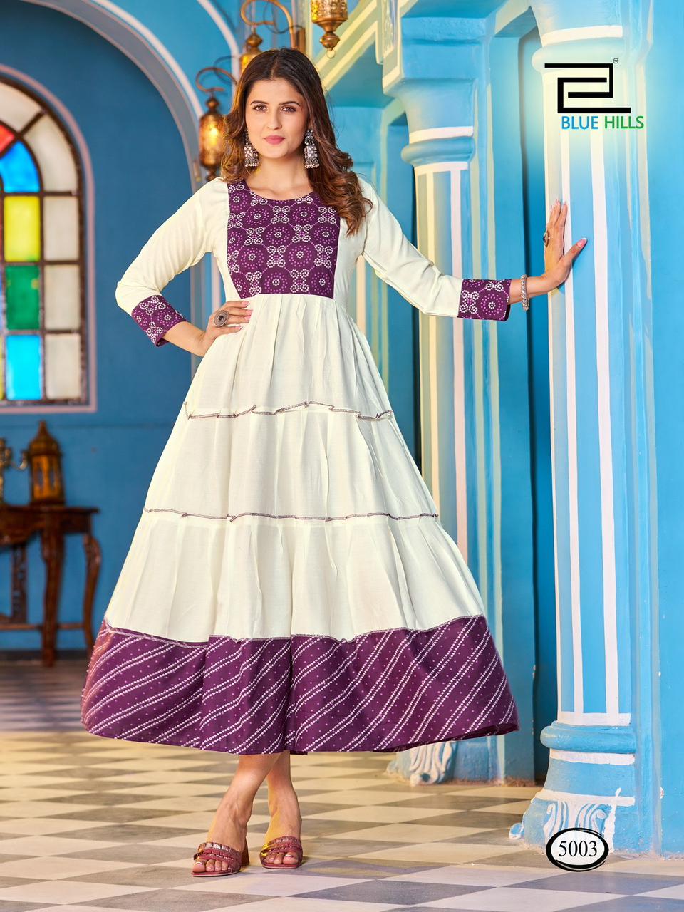 blue hills snow white rayon attractive look kurti catalog