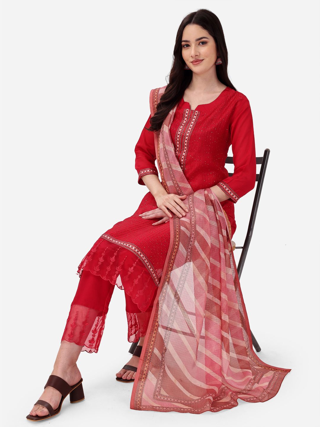 channel 9 SKU 1005SD To 1008SD viscose attrective look top pant with dupatta size set