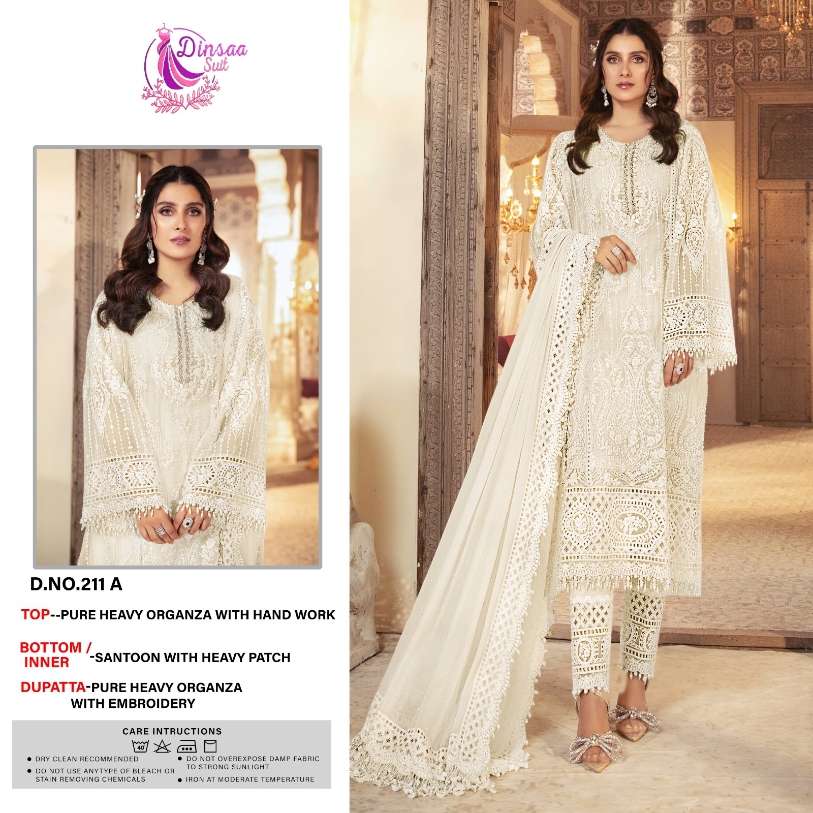 dinsaa suit DINSAA 211 A Salwar Kameez Organza Singles