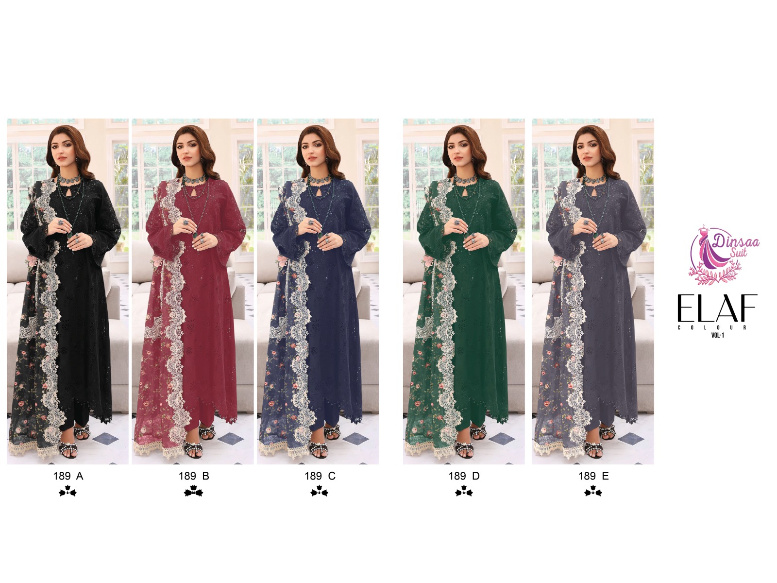 dinsaa suit dinsaa d no 189 a b c d e cotton elegant salwar suit catalog