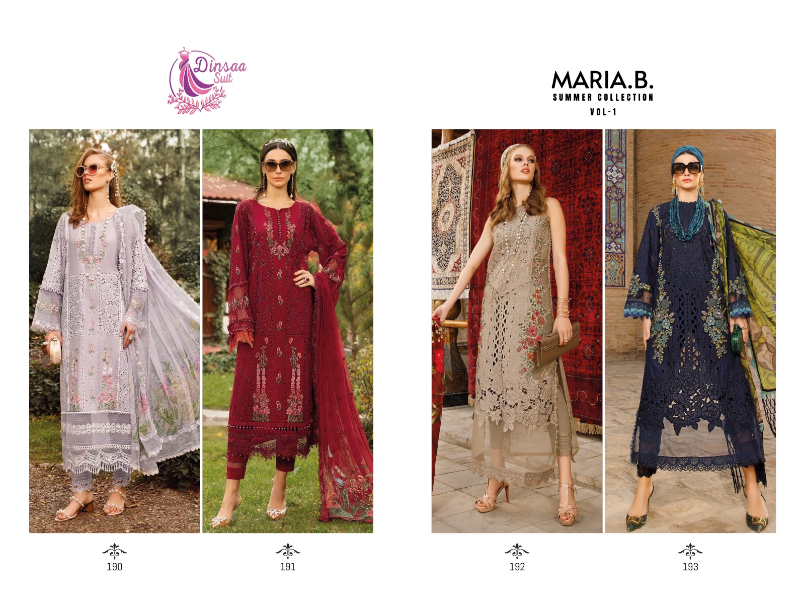 dinsaa suit maria b summer collection vol 1 cotton grace ful look salwar suit catalog