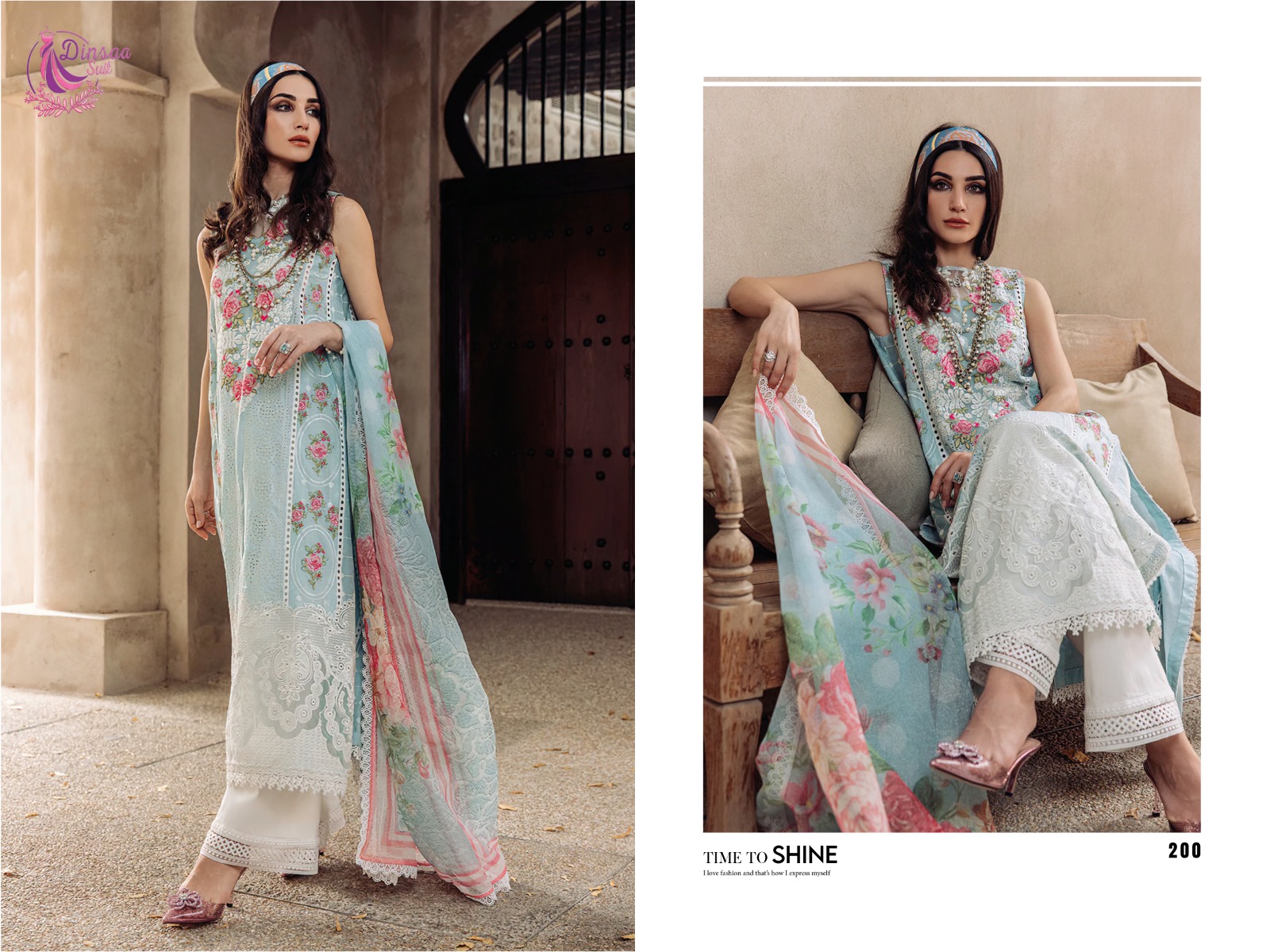 dinsaa suit Maria B Summer Collection Vol 2 cotton regal look salwar suit catalog