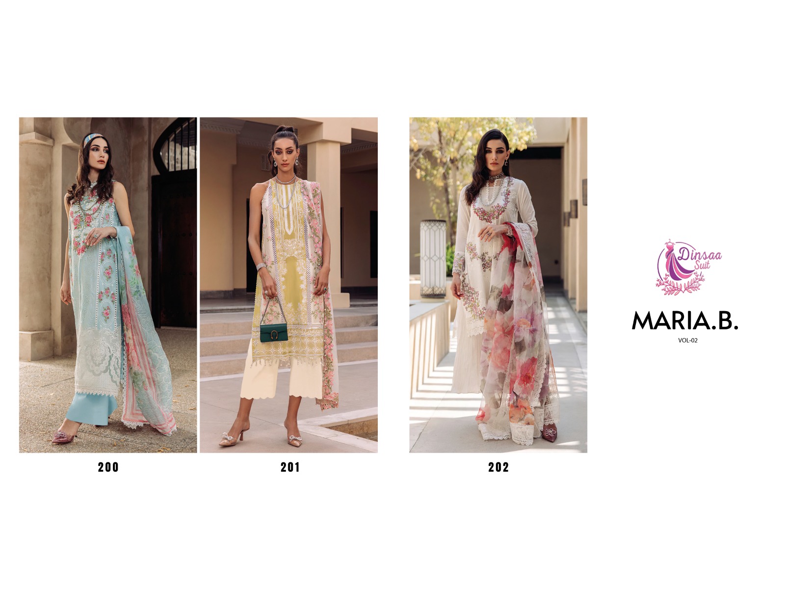 dinsaa suit Maria B Vol 2 Summer Collection cotton elegant salwar suit catalog