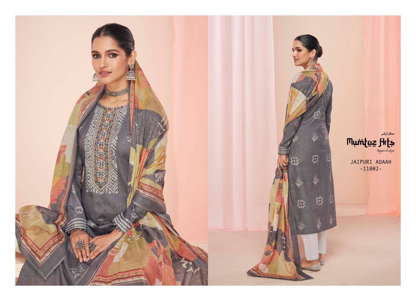 mumtaz art jaipuri adaah nx satin exclusive print salwar suit catalog