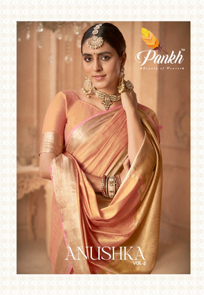 pink lotus pankh anuska vol 2 linen tissue attrective print saree catalog