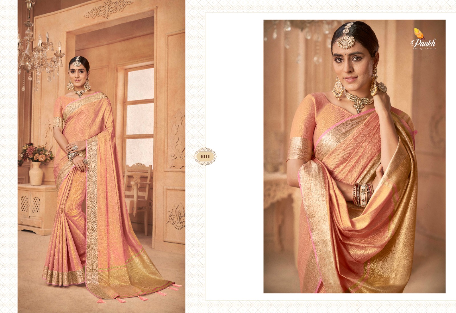 pink lotus pankh anuska vol 2 linen tissue attrective print saree catalog