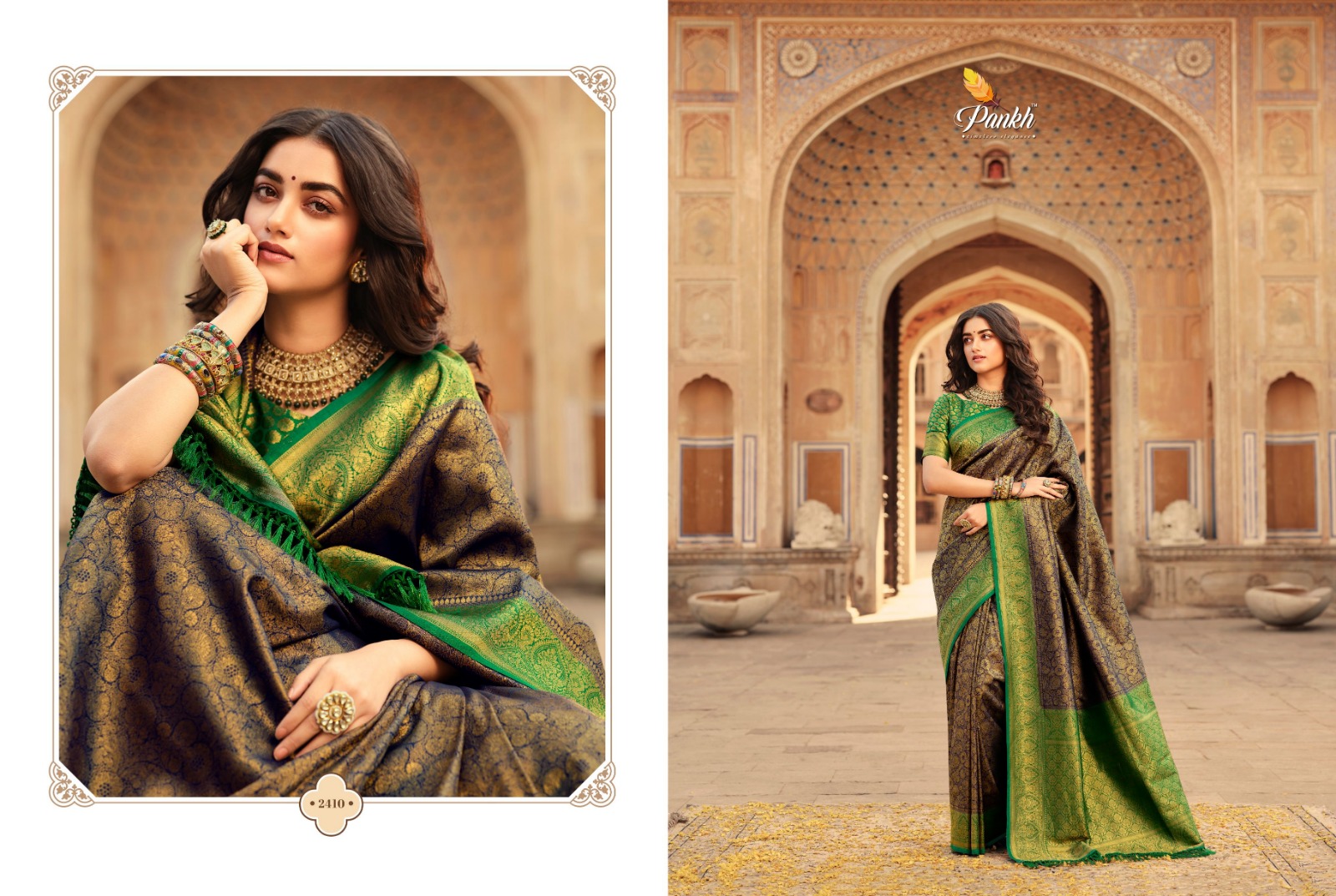 pink lotus pankh Parampara vol 2 Kanjiveram Silk attrective print saree catalog