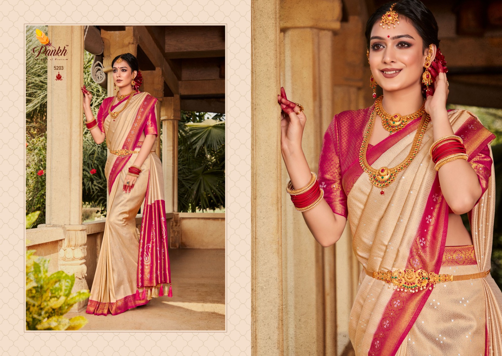 pink lotus pankh virasat vol 1 silk decent look saree catalog